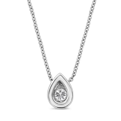 10k White Gold 1/10 Cttw Miracle Set Round-cut Diamond 18’’ Pendant Necklace - Choice of Shape - Fine Jewelry us Direct