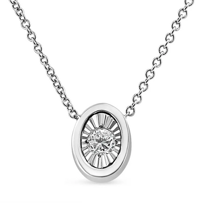 10k White Gold 1/10 Cttw Miracle Set Round-cut Diamond 18’’ Pendant Necklace - Choice of Shape - Fine Jewelry us Direct