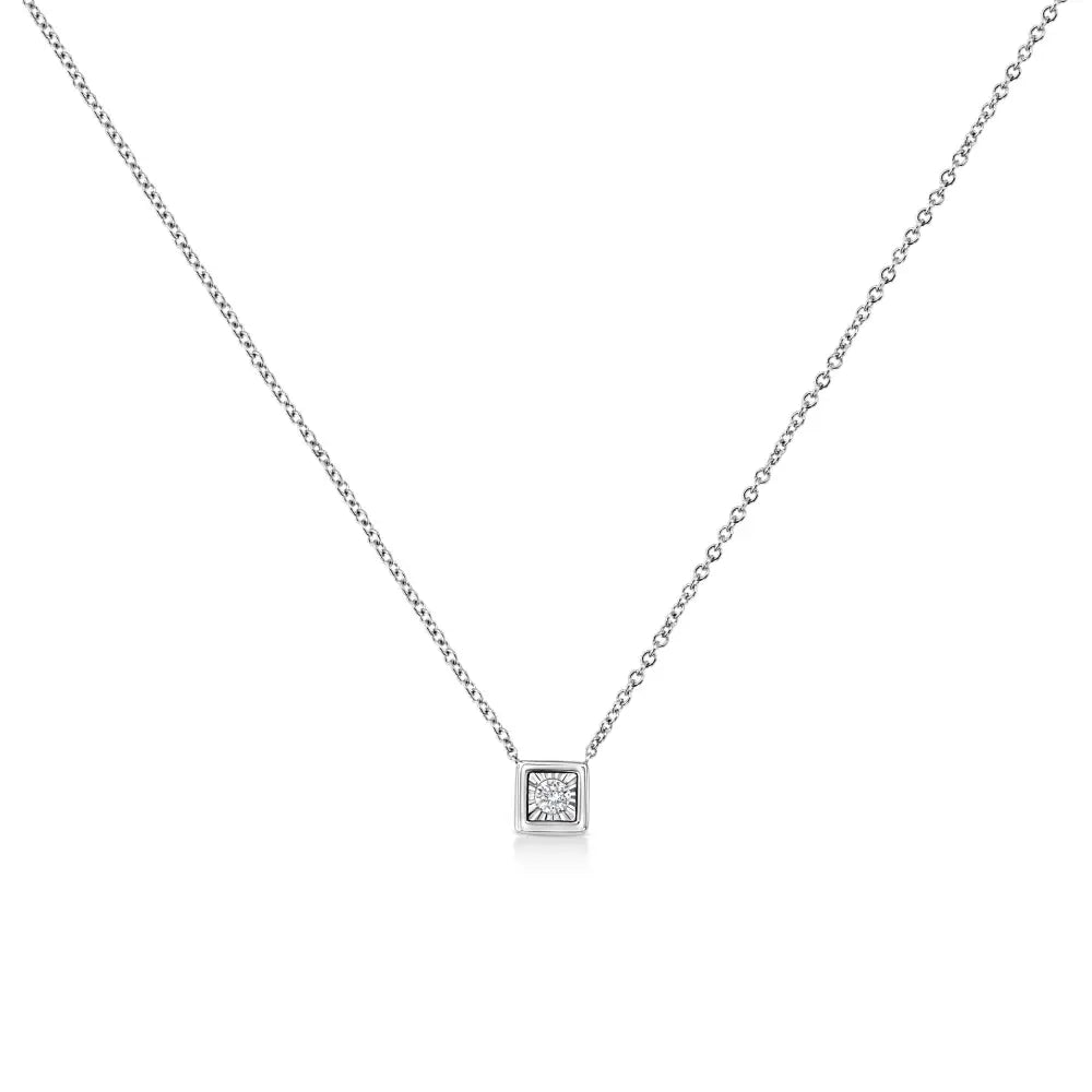 10k White Gold 1/10 Cttw Miracle Set Round-cut Diamond 18’’ Pendant Necklace - Choice of Shape - Fine Jewelry us Direct