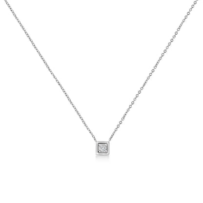 10k White Gold 1/10 Cttw Miracle Set Round-cut Diamond 18’’ Pendant Necklace - Choice of Shape - Fine Jewelry us Direct