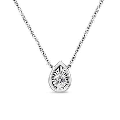 10k White Gold 1/10 Cttw Miracle Set Round-cut Diamond 18’’ Pendant Necklace - Choice of Shape - Fine Jewelry us Direct