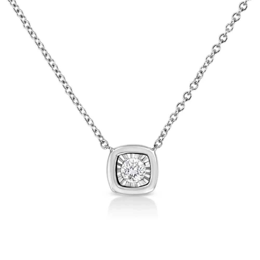 10k White Gold 1/10 Cttw Miracle Set Round-cut Diamond 18’’ Pendant Necklace - Choice of Shape - Fine Jewelry us Direct