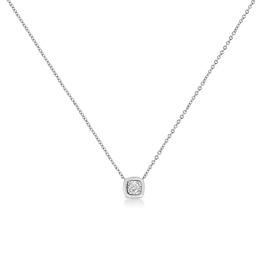 10k White Gold 1/10 Cttw Miracle Set Round-cut Diamond 18’’ Pendant Necklace - Choice of Shape - Fine Jewelry us Direct