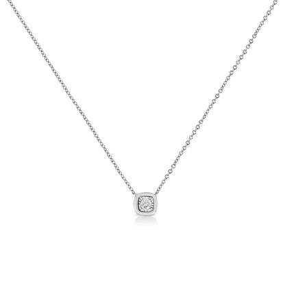 10k White Gold 1/10 Cttw Miracle Set Round-cut Diamond 18’’ Pendant Necklace - Choice of Shape - Fine Jewelry us Direct