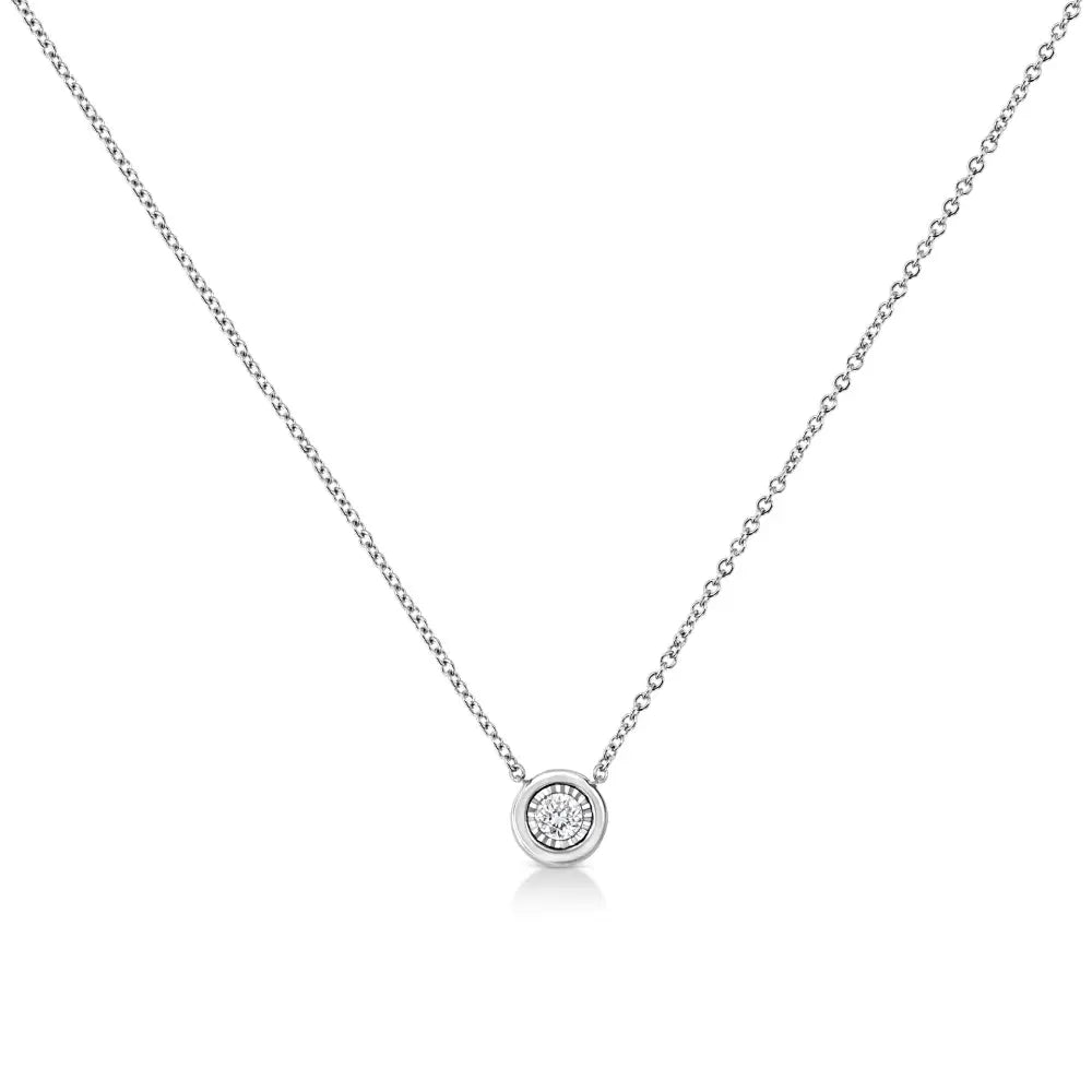 10k White Gold 1/10 Cttw Miracle Set Round-cut Diamond 18’’ Pendant Necklace - Choice of Shape - Fine Jewelry us Direct