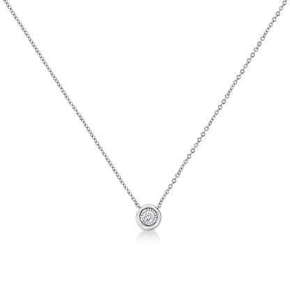 10k White Gold 1/10 Cttw Miracle Set Round-cut Diamond 18’’ Pendant Necklace - Choice of Shape - Fine Jewelry us Direct