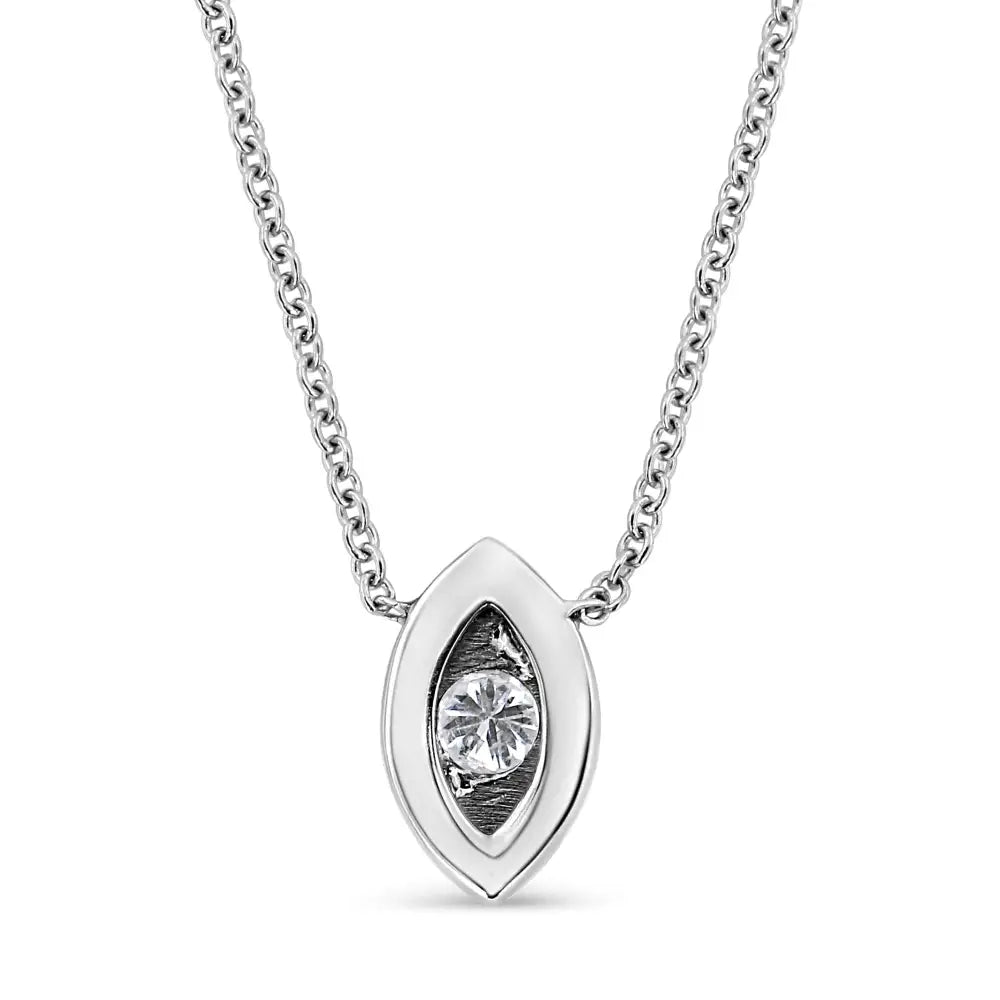 10k White Gold 1/10 Cttw Miracle Set Round-cut Diamond 18’’ Pendant Necklace - Choice of Shape - Fine Jewelry us Direct