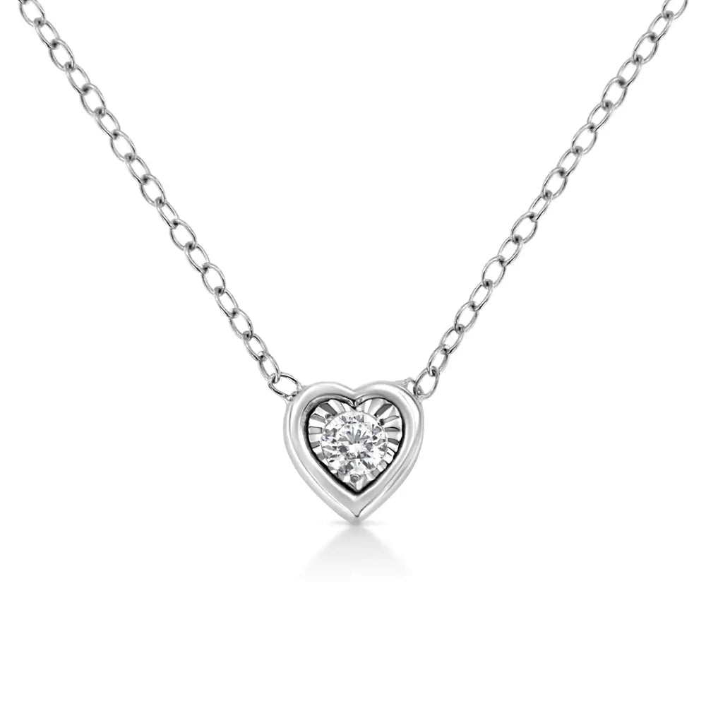 10k White Gold 1/10 Cttw Miracle Set Round-cut Diamond 18’’ Pendant Necklace - Choice of Shape - Fine Jewelry us Direct