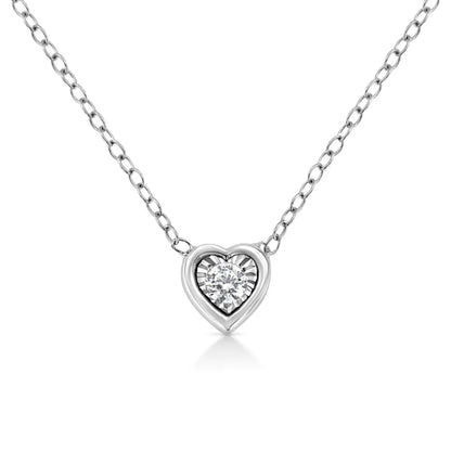 10k White Gold 1/10 Cttw Miracle Set Round-cut Diamond 18’’ Pendant Necklace - Choice of Shape - Fine Jewelry us Direct