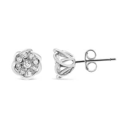 10k White Gold 1/2 Cttw Diamond Floral Cluster Swirl Stud Earrings (h-i Color I1-i2 Clarity) - Fine Jewelry us Direct