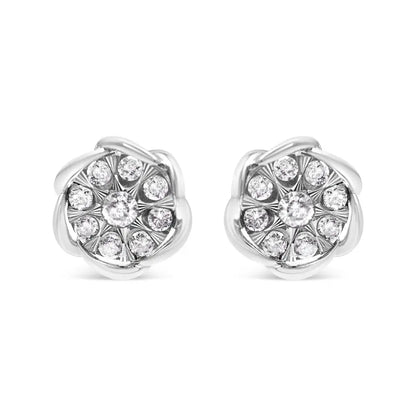 10k White Gold 1/2 Cttw Diamond Floral Cluster Swirl Stud Earrings (h-i Color I1-i2 Clarity) - Fine Jewelry us Direct