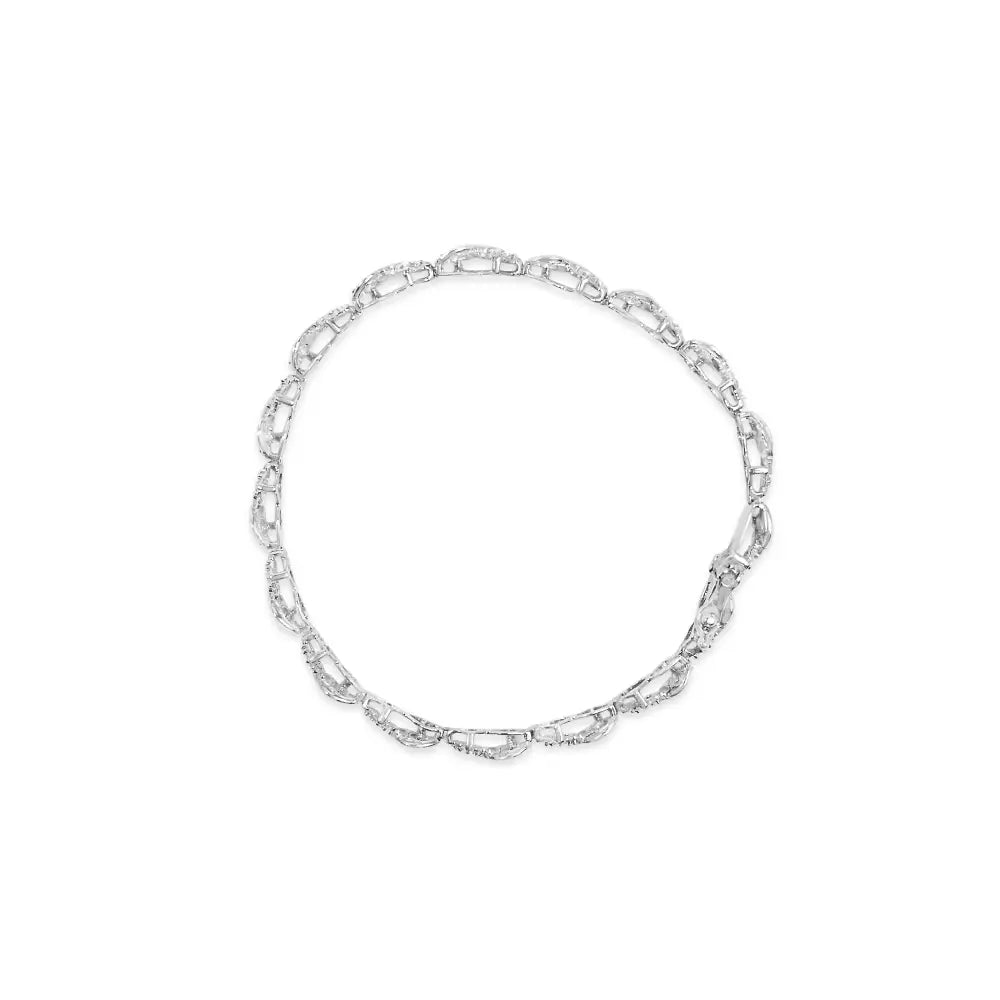 10k White Gold 1/2 Cttw Diamond Infinity Weave Link Bracelet (i-j Color Si2-i1 Clarity) - 7’’ - Fine Jewelry us Direct