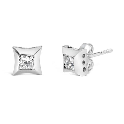 10k White Gold 1/2 Cttw Invisible Set Princess-cut Diamond Stud Earrings (h-i Color Si2-i1 Clarity) - 0.5151 - Fine