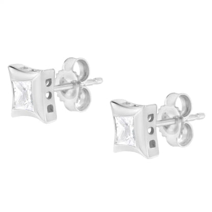 10k White Gold 1/2 Cttw Invisible Set Princess-cut Diamond Stud Earrings (h-i Color Si2-i1 Clarity) - 0.5151 - Fine