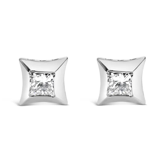 10k White Gold 1/2 Cttw Invisible Set Princess-cut Diamond Stud Earrings (h-i Color Si2-i1 Clarity) - 0.5151 - Fine