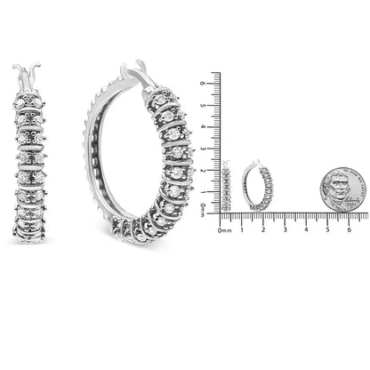 10k White Gold 1/2 Cttw Lab Grown Round Diamond 2 Row Semi Eternity Hoop Earrings (g-h Color Si1-si2 Clarity) - Fine