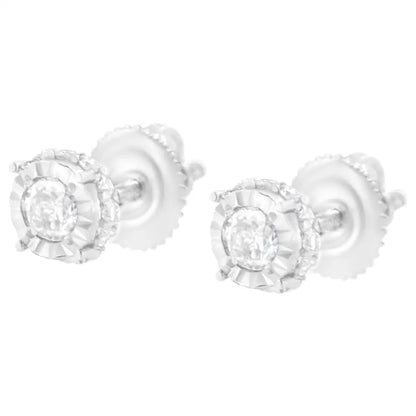 10k White Gold 1/2 Cttw Miracle-set Round Brilliant-cut Diamond Stud Earrings with Hidden Halo (i-j,i2-i3) - Fine