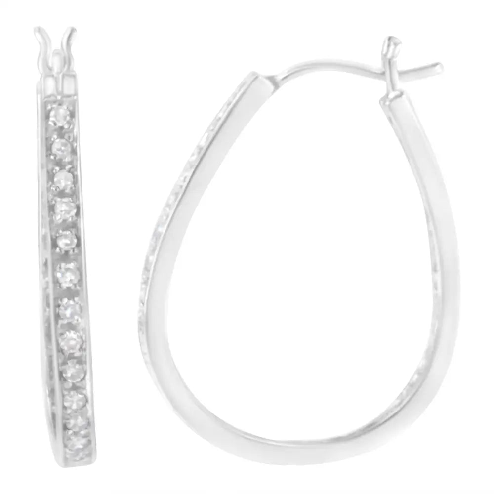 10k White Gold 1/2 Cttw Prong-set Round-cut Diamond Inside out Hoop Earrings (i-j Color I2-i3 Clarity) - Fine Jewelry