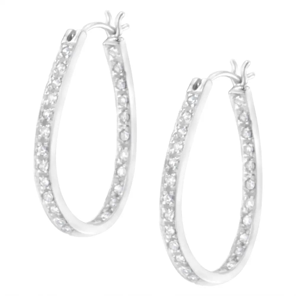 10k White Gold 1/2 Cttw Prong-set Round-cut Diamond Inside out Hoop Earrings (i-j Color I2-i3 Clarity) - Fine Jewelry