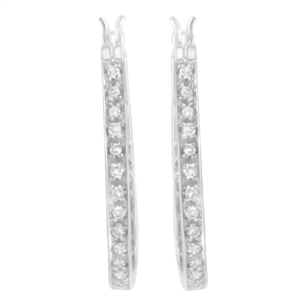 10k White Gold 1/2 Cttw Prong-set Round-cut Diamond Inside out Hoop Earrings (i-j Color I2-i3 Clarity) - Fine Jewelry