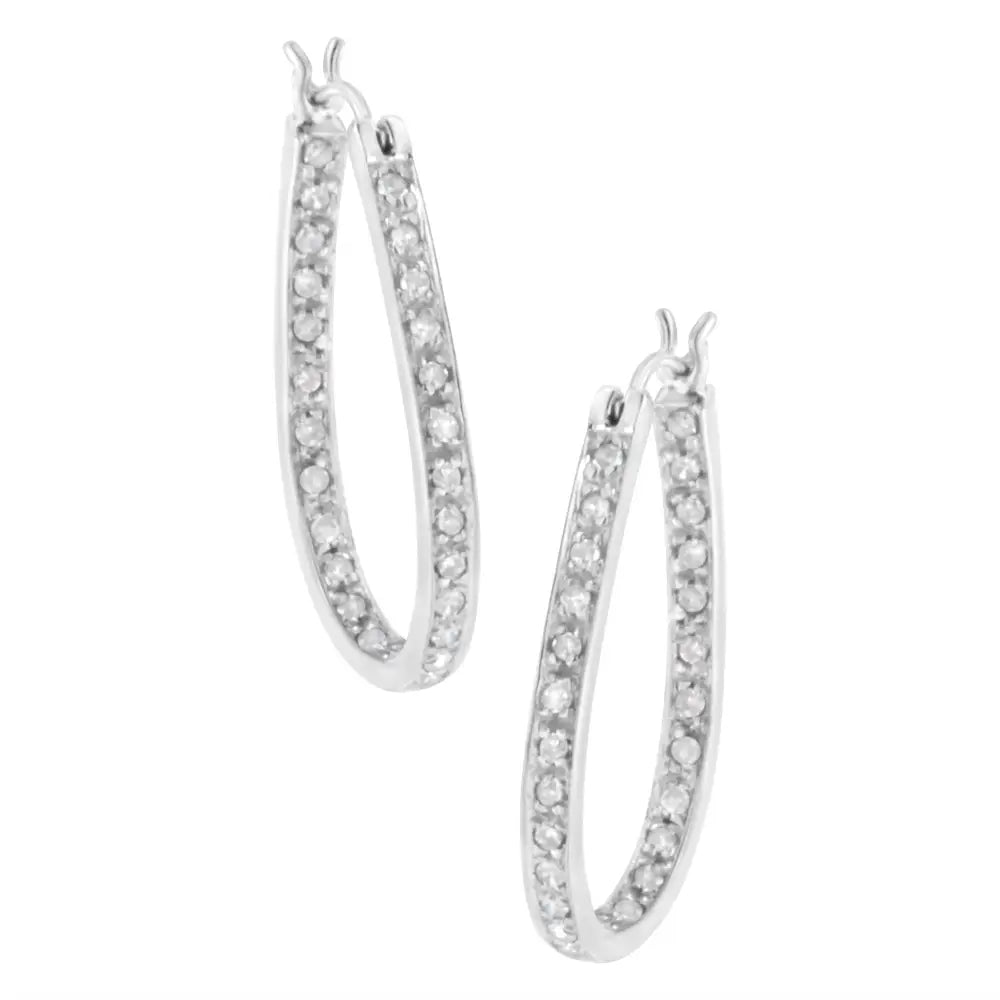 10k White Gold 1/2 Cttw Prong-set Round-cut Diamond Inside out Hoop Earrings (i-j Color I2-i3 Clarity) - Fine Jewelry