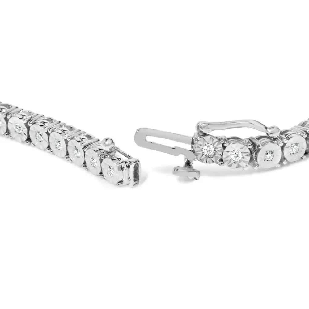 10k White Gold 1/2 Cttw Real Diamond Illusion-set Miracle Plate Tennis Bracelet (i-j Color Si2-i1 Clarity) - Size