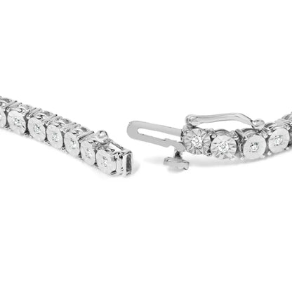 10k White Gold 1/2 Cttw Real Diamond Illusion-set Miracle Plate Tennis Bracelet (i-j Color Si2-i1 Clarity) - Size