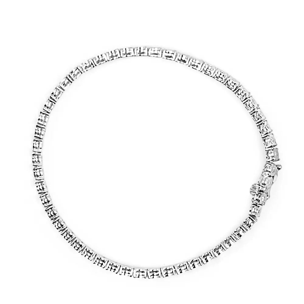 10k White Gold 1/2 Cttw Real Diamond Illusion-set Miracle Plate Tennis Bracelet (i-j Color Si2-i1 Clarity) - Size