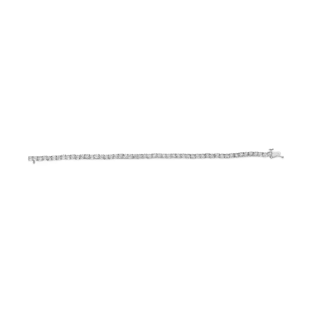 10k White Gold 1/2 Cttw Real Diamond Illusion-set Miracle Plate Tennis Bracelet (i-j Color Si2-i1 Clarity) - Size