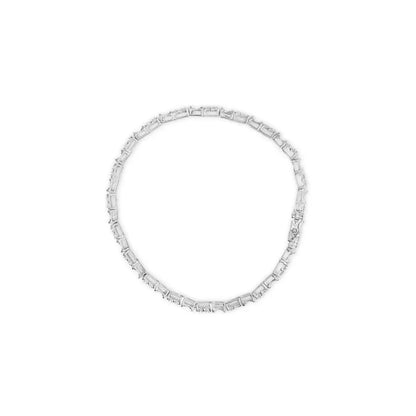 10k White Gold 1/2 Cttw Round and Channel Set Baguette Diamond Alternating Link 7’’ Bracelet (h-i Color I2-i3