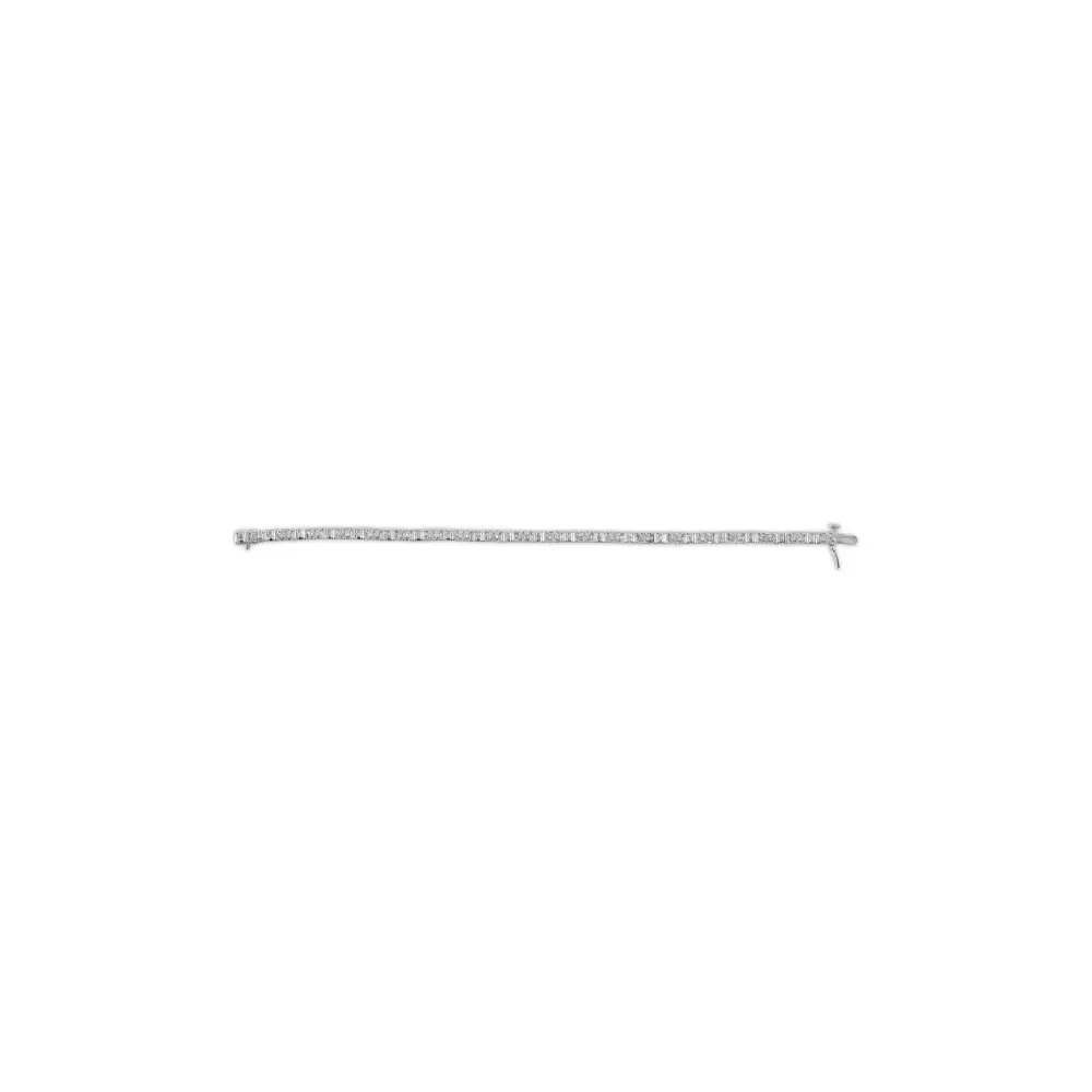 10k White Gold 1/2 Cttw Round and Channel Set Baguette Diamond Alternating Link 7’’ Bracelet (h-i Color I2-i3