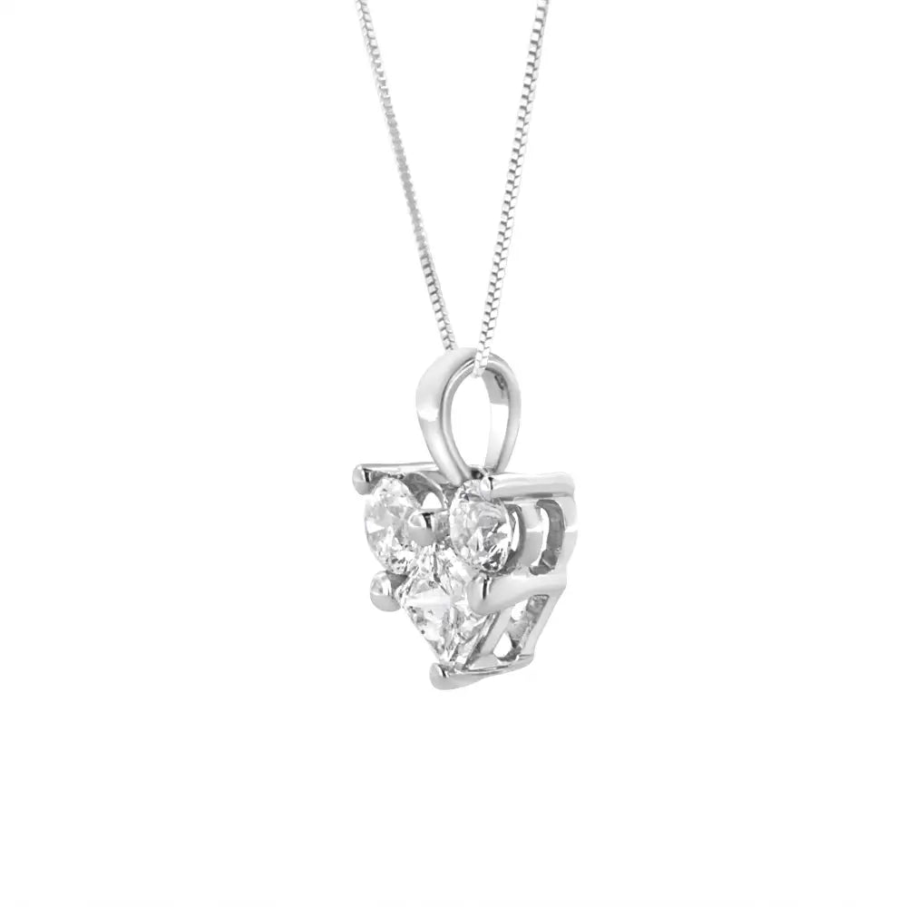 10k White Gold 1/2 Cttw Round and Princess-cut Diamond Heart Shape 18’’ Pendant Necklace (h-i Color Si2-i1 Clarity)