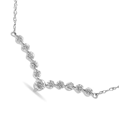 10k White Gold 1/2 Cttw Round-cut Diamond ?V’ Shaped 18’’ Necklace (h-i Color I1-i2 Clarity) - Fine Jewelry us Direct