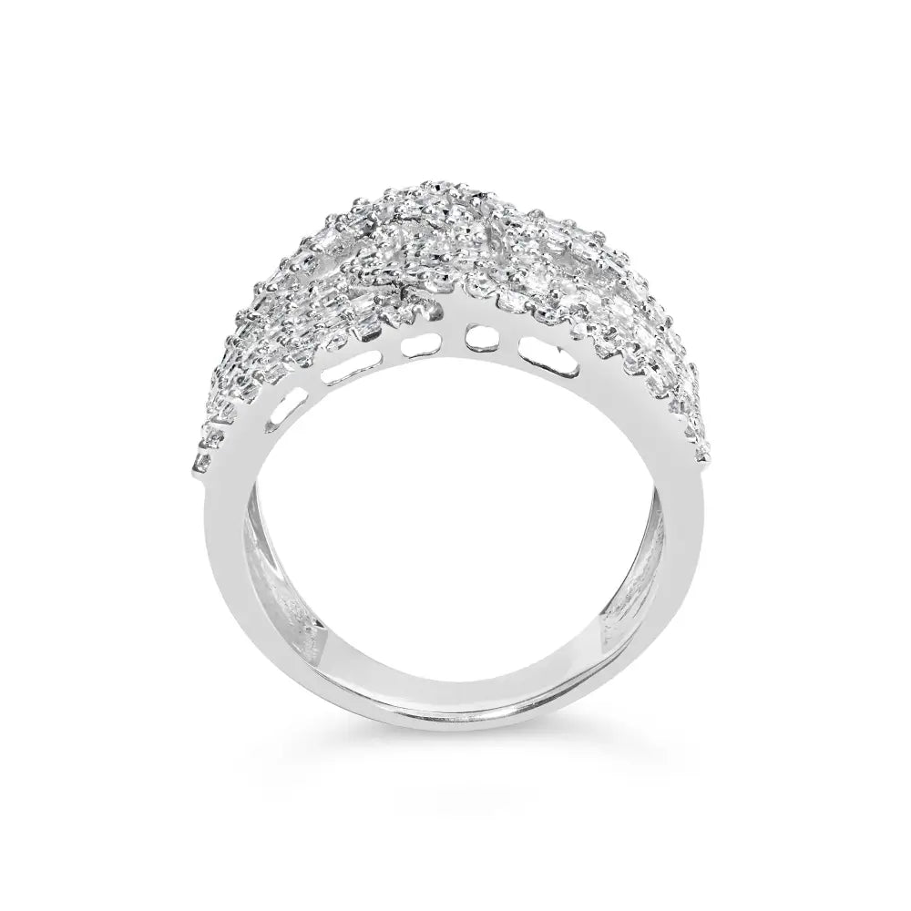 10k White Gold 1 3/4 Cttw Princess and Round Diamond Intertwining 7 Row Band Ring (h-i Color Si1-si2 Clarity) - Fine