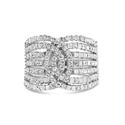 10k White Gold 1 3/4 Cttw Princess and Round Diamond Intertwining 7 Row Band Ring (h-i Color Si1-si2 Clarity) - Fine