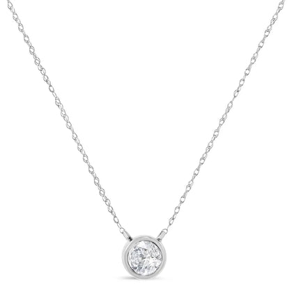 10k White Gold 1/3 Cttw Round-cut Diamond Bezel 18’’ Pendant Necklace (j-k Color I1-i2 Clarity) - Fine Jewelry us Direct