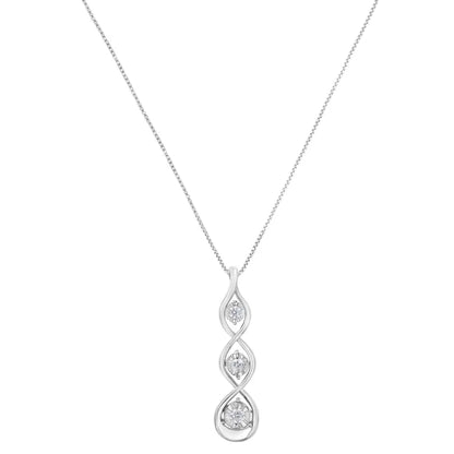 10k White Gold 1/4 Cttw 3-stone Diamond Drop Twisted Pendant Necklace (i-j I2-i3) - Fine Jewelry us Direct