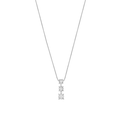 10k White Gold 1/4 Cttw Diamond 3 Stone Drop Pendant Necklace (j-k I1-i2) - Fine Jewelry us Direct