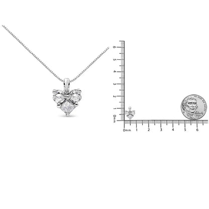 10k White Gold 1/4 Cttw Diamond 3 Stone Heart Shaped Pendant 18’’ Necklace (j-k Color I1-i2 Clarity) - Fine Jewelry