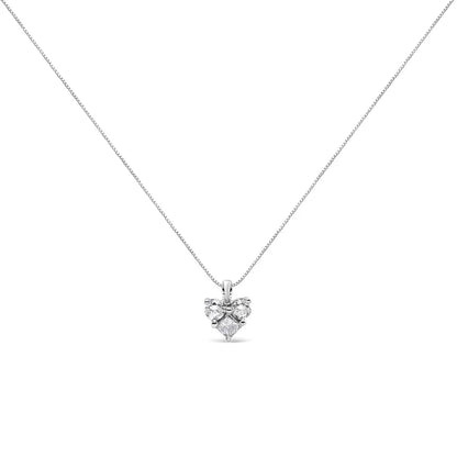 10k White Gold 1/4 Cttw Diamond 3 Stone Heart Shaped Pendant 18’’ Necklace (j-k Color I1-i2 Clarity) - Fine Jewelry