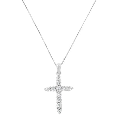 10k White Gold 1/4 Cttw Diamond Cross Pendant Necklace (i-j I2-i3) - Fine Jewelry us Direct