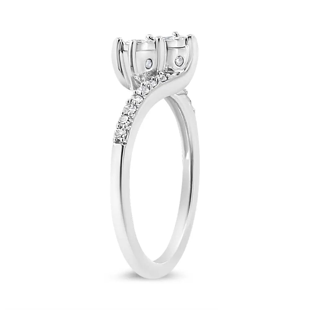 10k White Gold 1/4 Cttw Miracle Set Round Cut Diamond Two-stone Ring (h-i Color I2 Clarity) - Fine Jewelry us Direct