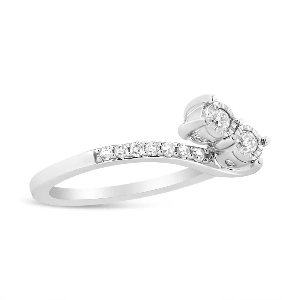 10k White Gold 1/4 Cttw Miracle Set Round Cut Diamond Two-stone Ring (h-i Color I2 Clarity) - Fine Jewelry us Direct