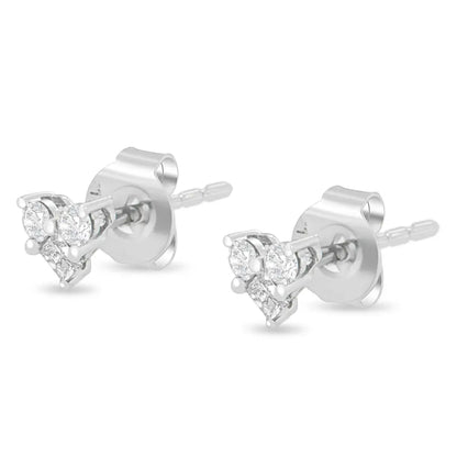 10k White Gold 1/4 Cttw Round and Princess-cut Diamond Composite Heart Shape Stud Earring (i-j Color I1-i2 Clarity)