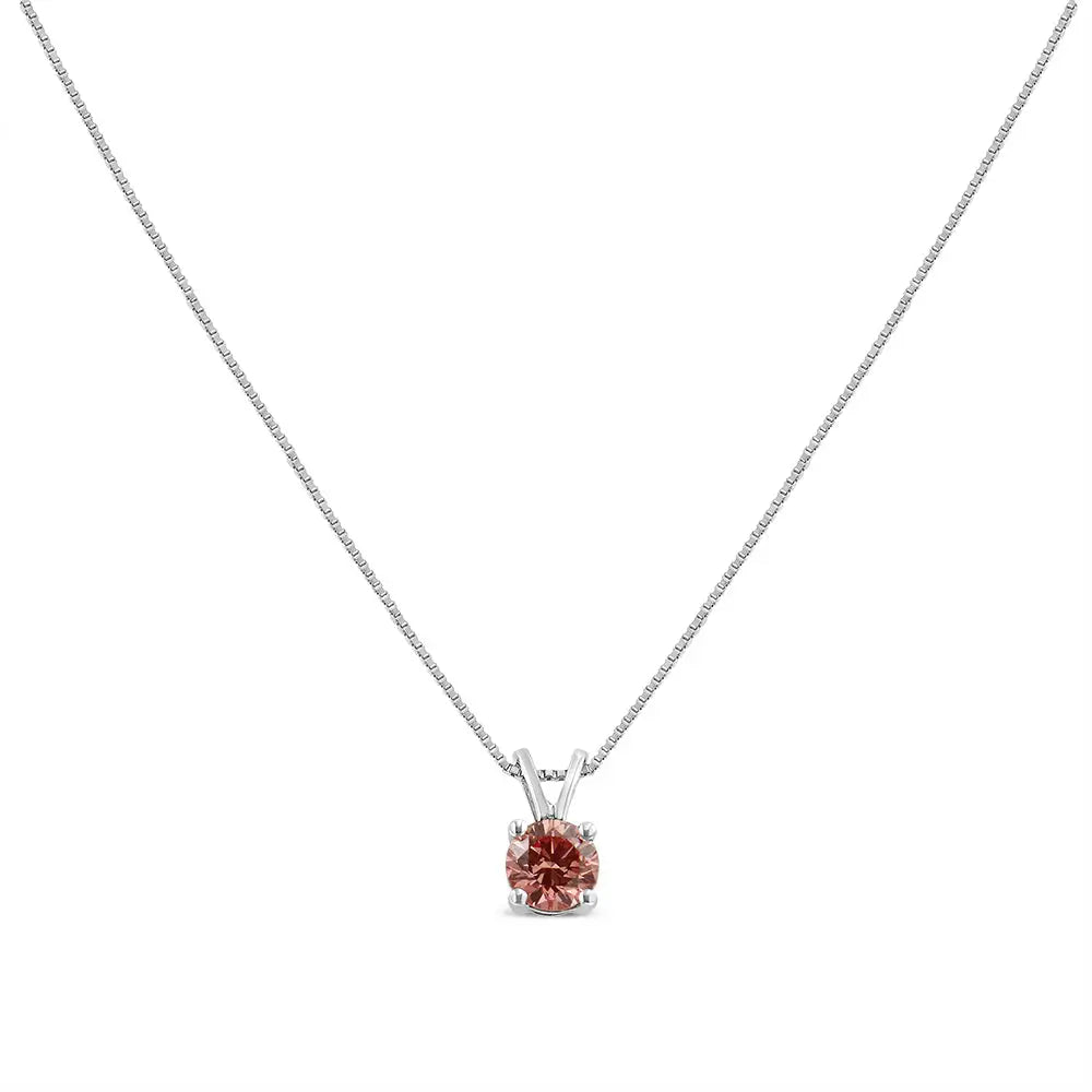 10k White Gold 1/4 Cttw Round Brilliant Cut Lab Grown Diamond 4-prong Solitaire Pendant Necklace - Fine Jewelry