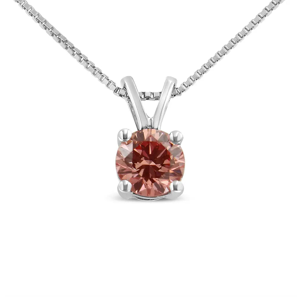 10k White Gold 1/4 Cttw Round Brilliant Cut Lab Grown Diamond 4-prong Solitaire Pendant Necklace - Fine Jewelry