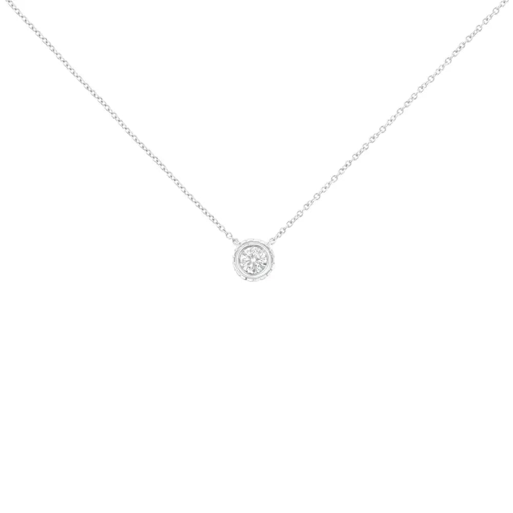 10k White Gold 1/4 Cttw Round-cut Diamond Solitaire Chakra Style 18’’ Pendant Necklace (j-k Color I1-i2 Clarity)