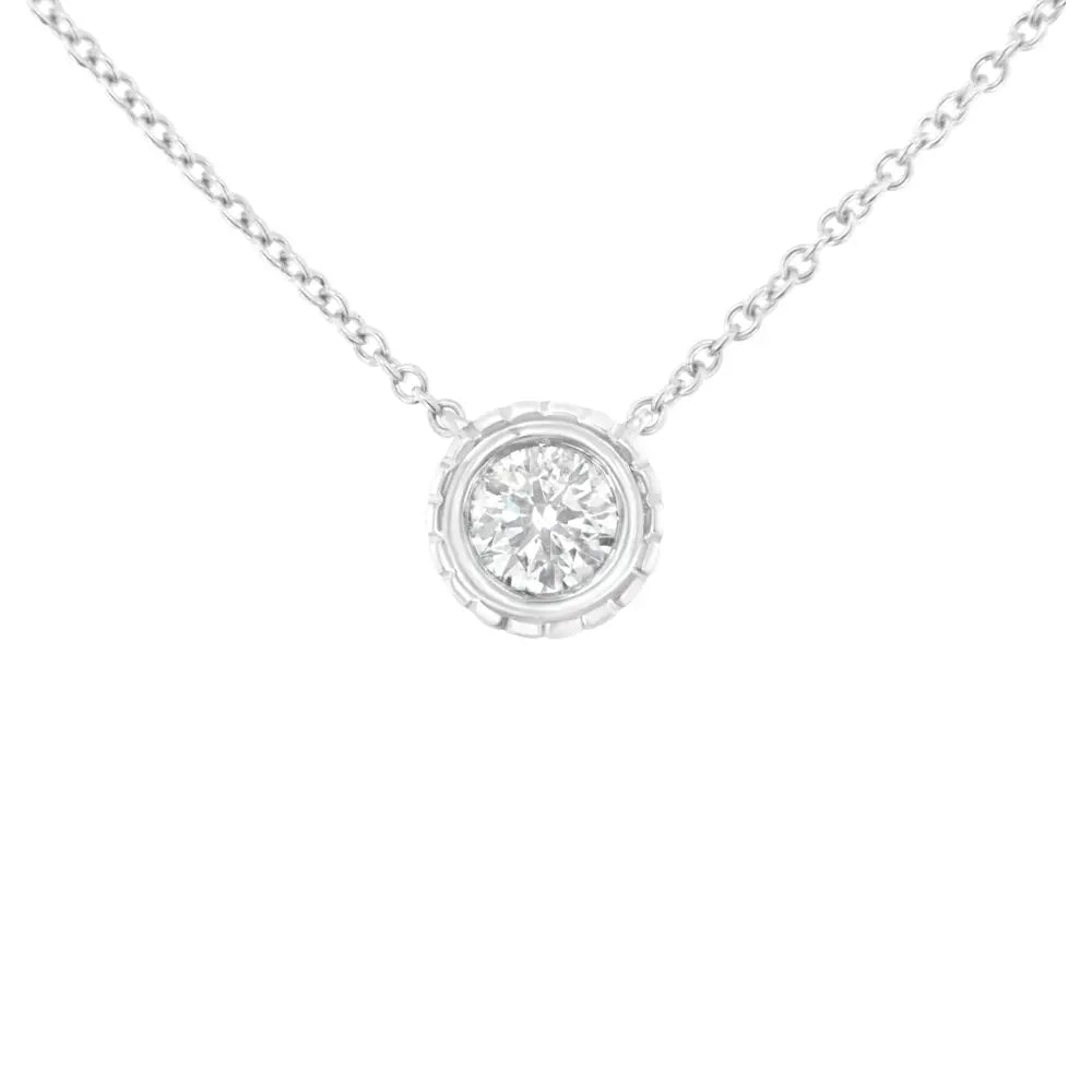 10k White Gold 1/4 Cttw Round-cut Diamond Solitaire Chakra Style 18’’ Pendant Necklace (j-k Color I1-i2 Clarity)