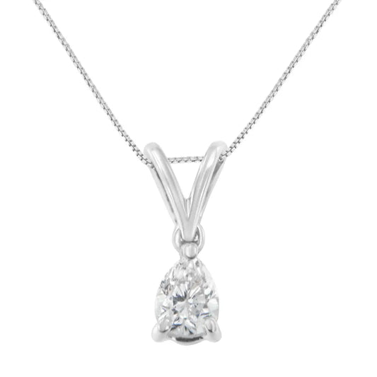 10k White Gold 1/5 Cttw Diamond Pear Pendant Necklace (h-i Si1-si2) - Fine Jewelry us Direct