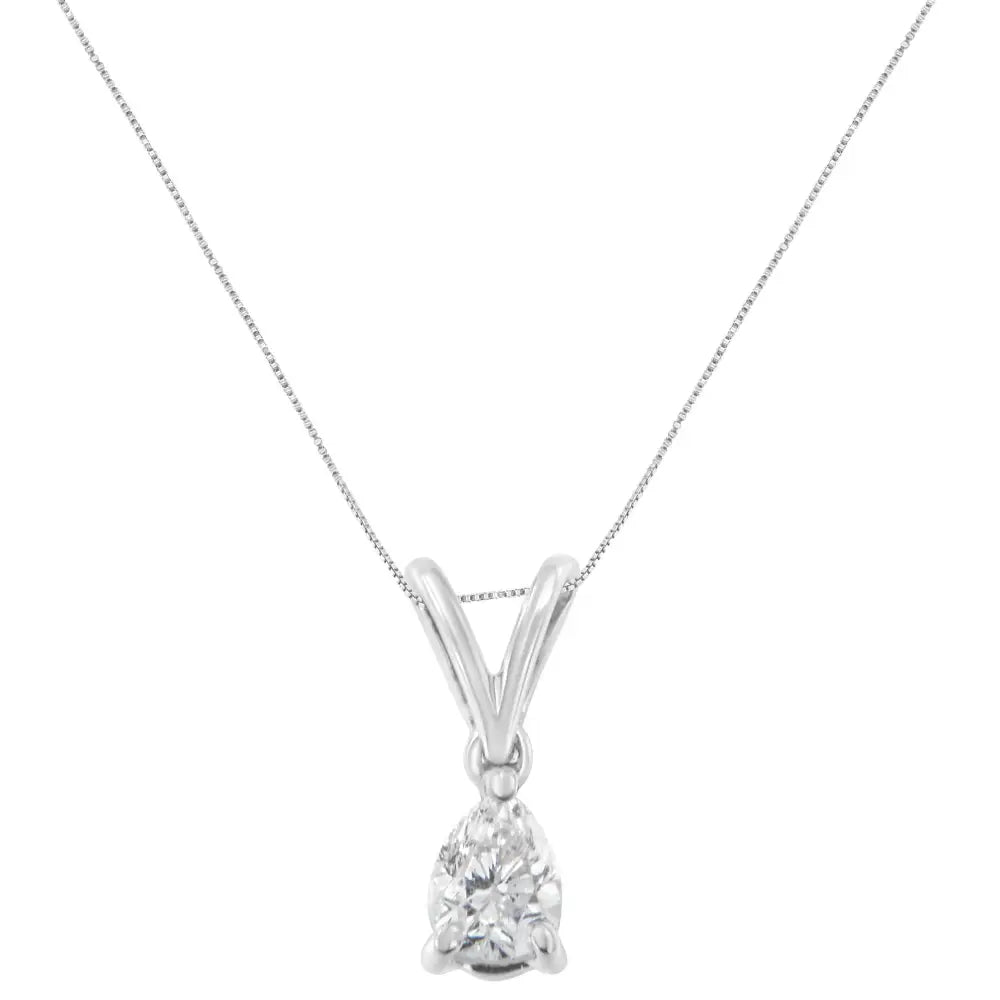 10k White Gold 1/5 Cttw Diamond Pear Pendant Necklace (h-i Si1-si2) - Fine Jewelry us Direct